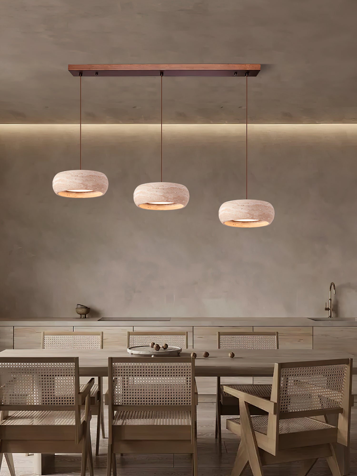 Eurvaran Modern Minimalist Drum Travertine Pendant Lamp - Letslighting