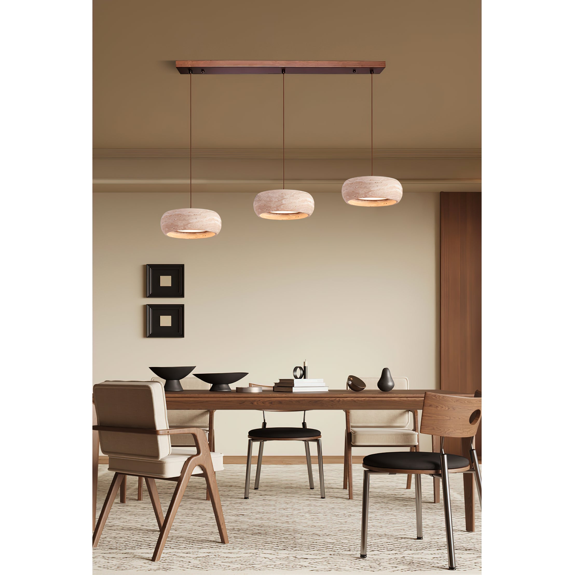 Eurvaran Modern Minimalist Drum Travertine Pendant Lamp - Letslighting