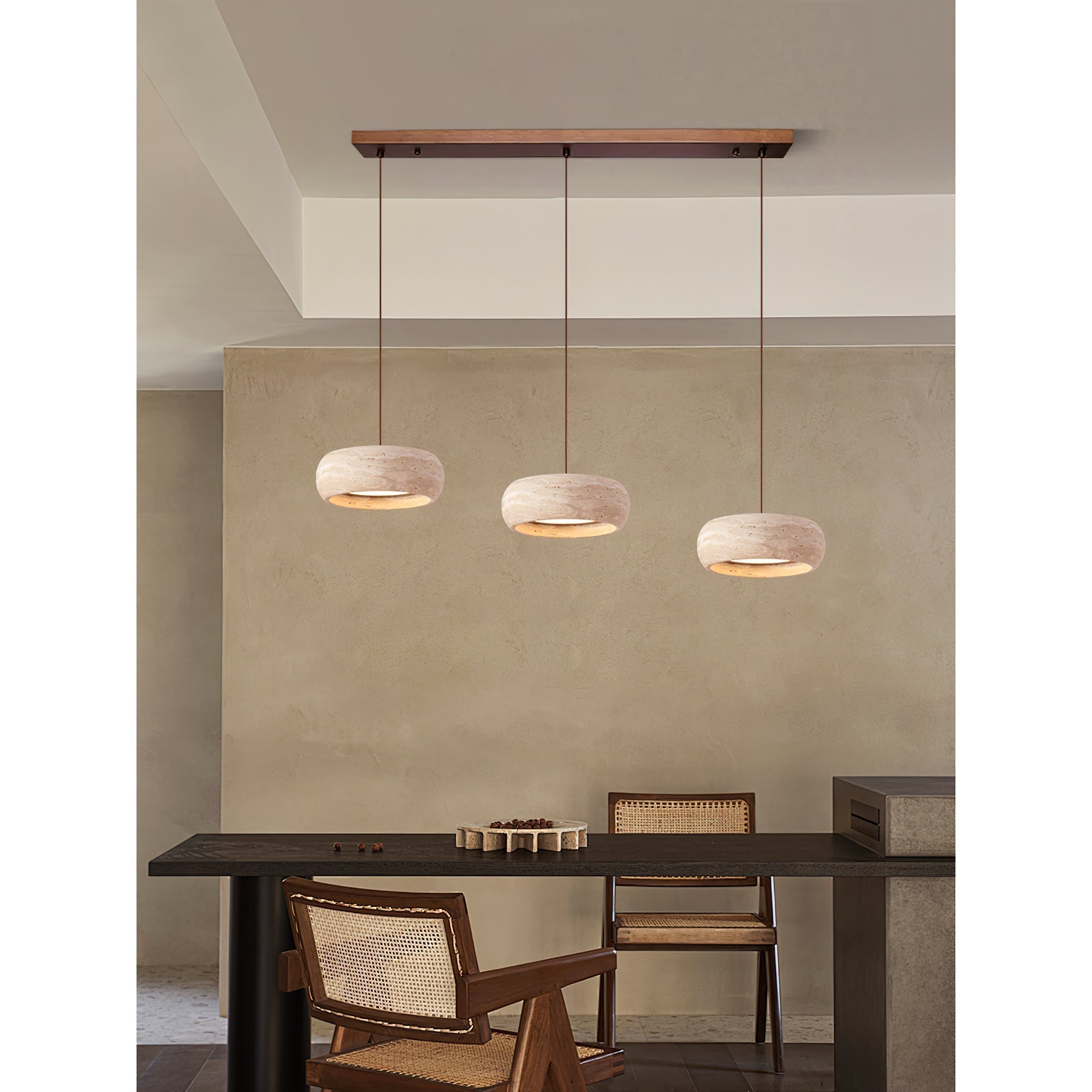 Eurvaran Modern Minimalist Drum Travertine Pendant Lamp - Letslighting