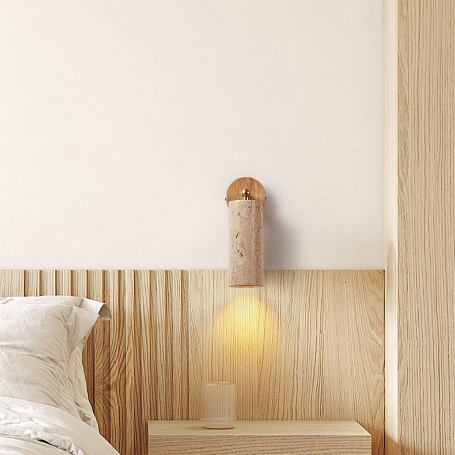 Arvararae Modern Minimalist Wooden Travertine Wall Lamp - Letslighting