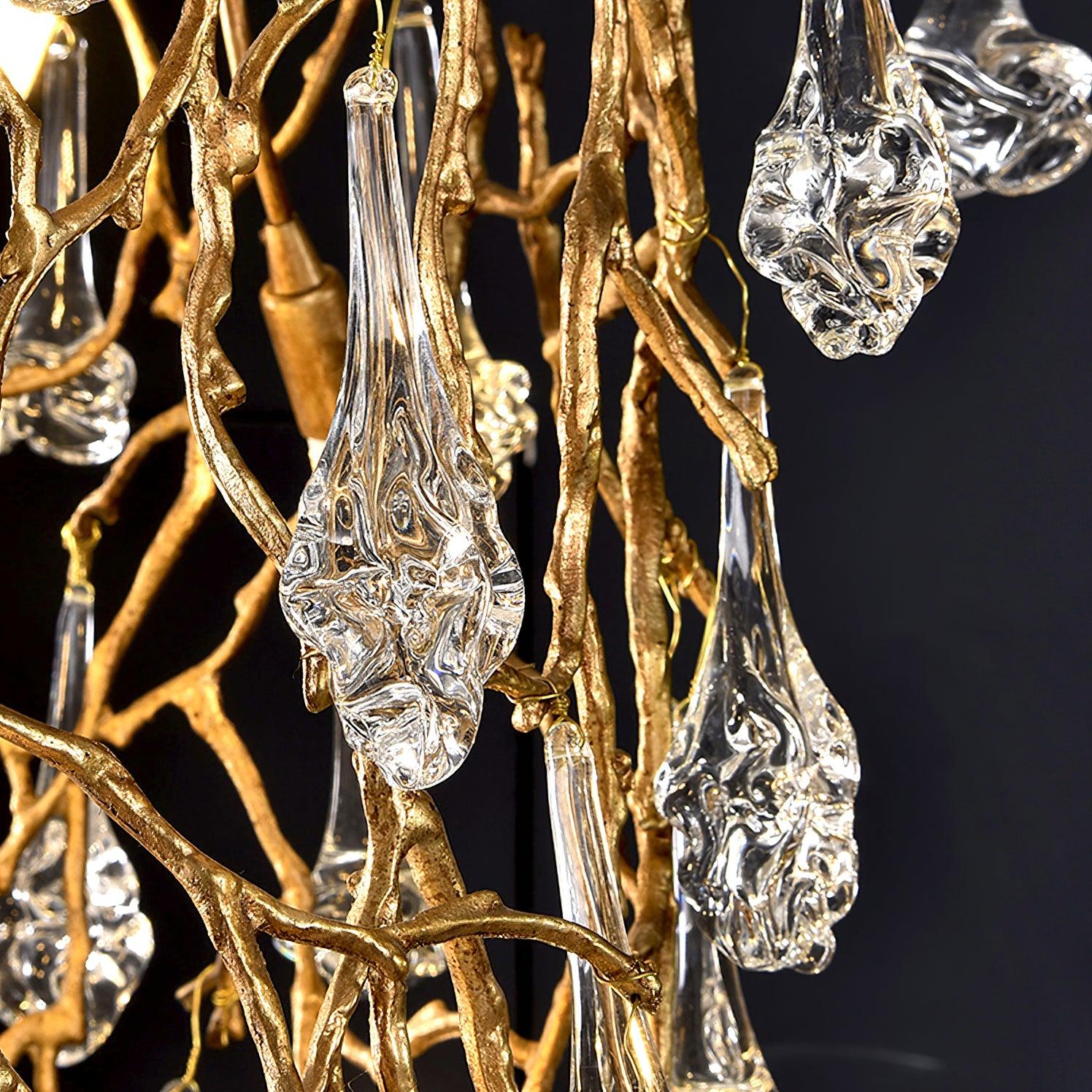 Abeleisa Tree Branch Staircase Brass Crystal Chandelier - Blowlighting