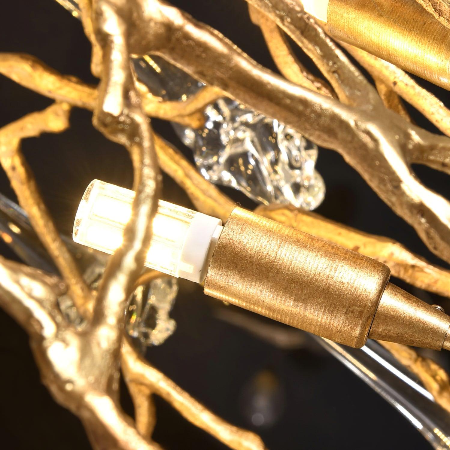 Abeleisa Tree Branch Staircase Brass Crystal Chandelier - Blowlighting