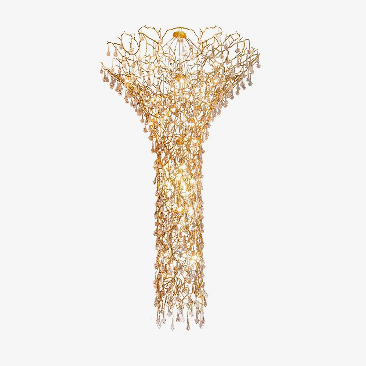 Abeleisa Tree Branch Staircase Brass Crystal Chandelier - Blowlighting