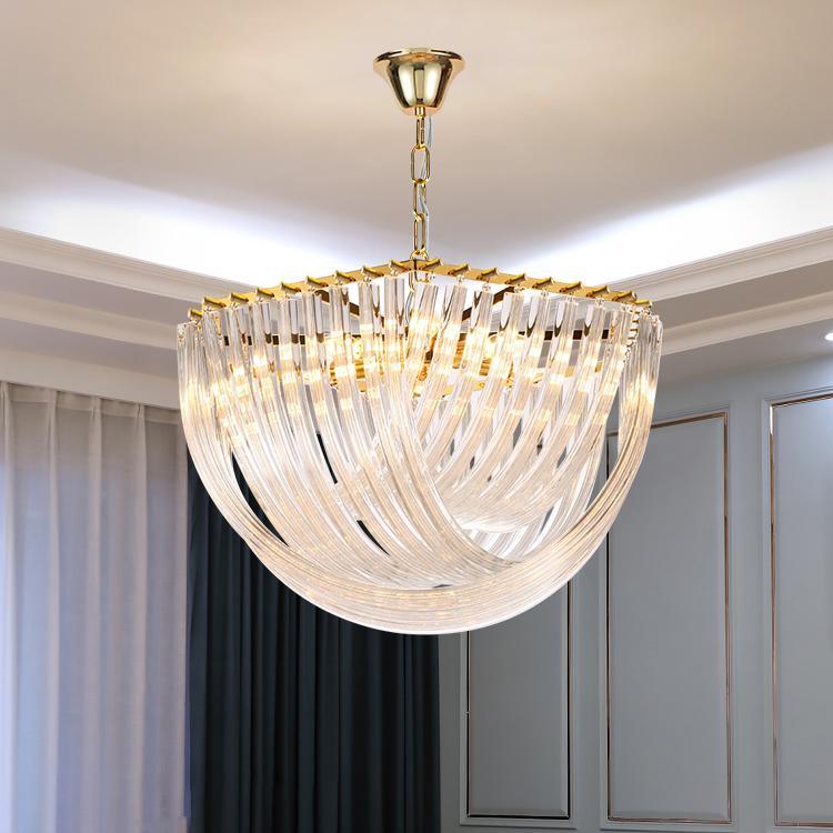 Aurora Chandelier Clear Curved Tiered - Blowlighting