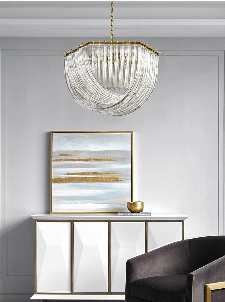 Aurora Chandelier Clear Curved Tiered - Blowlighting