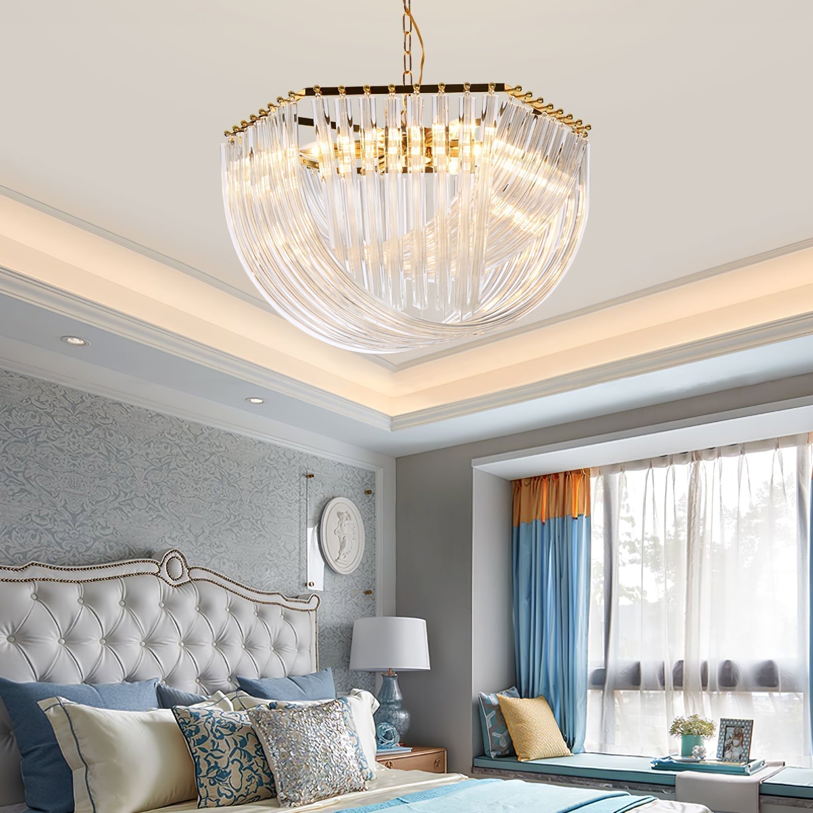 Aurora Chandelier Clear Curved Tiered - Blowlighting