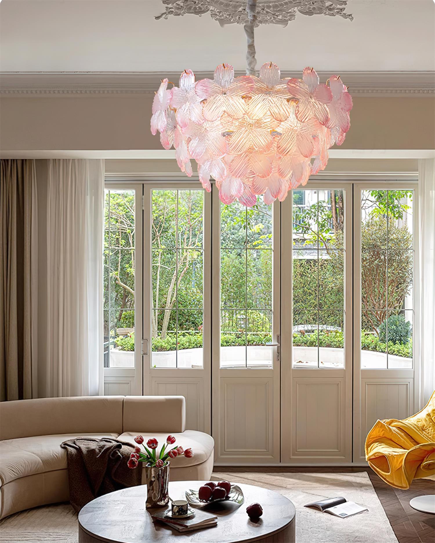 Cavine Pink Glass Flower Chandelier - Letslighting