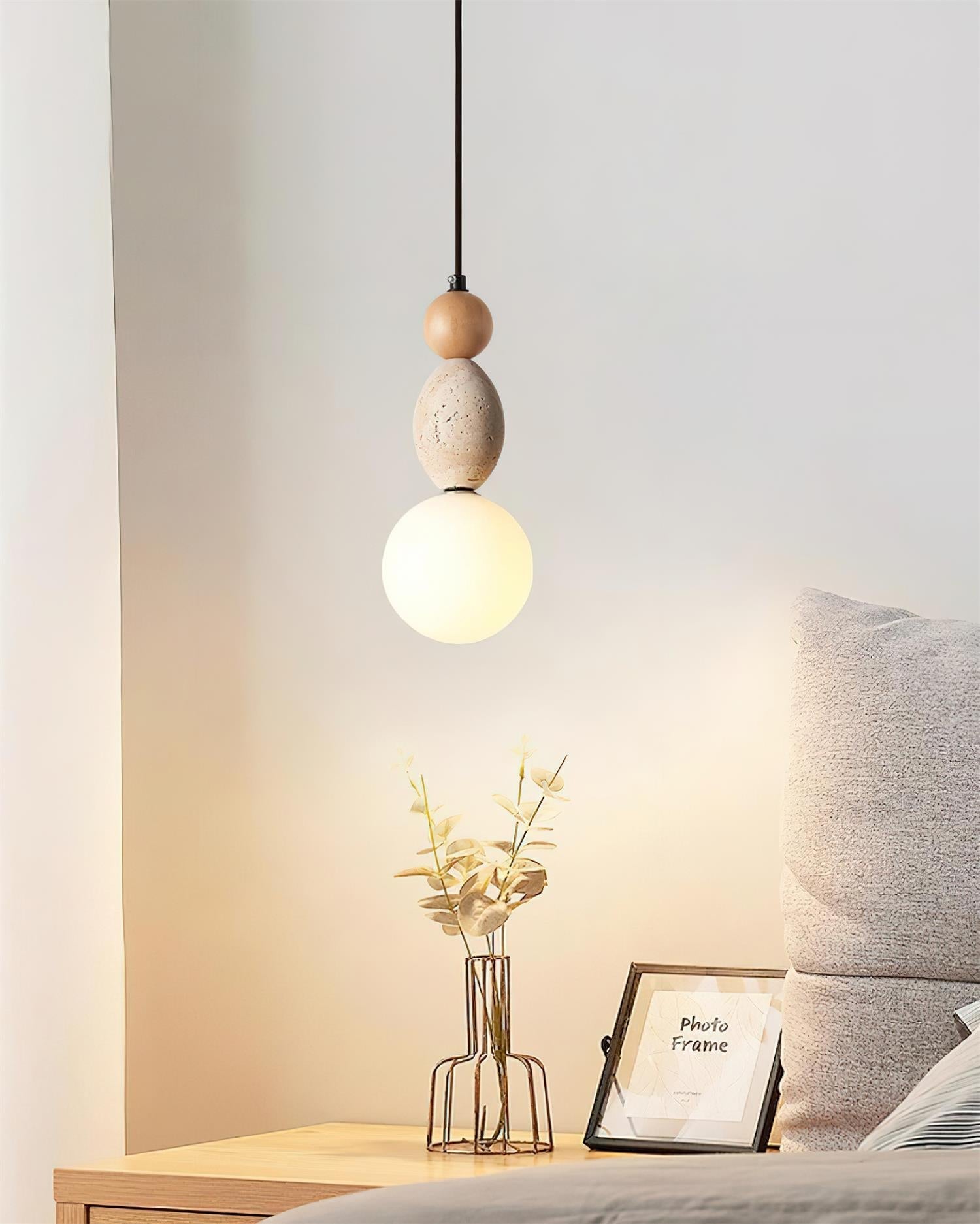 Ritta Triple Sphere Pendant Light Travertine - Letslighting