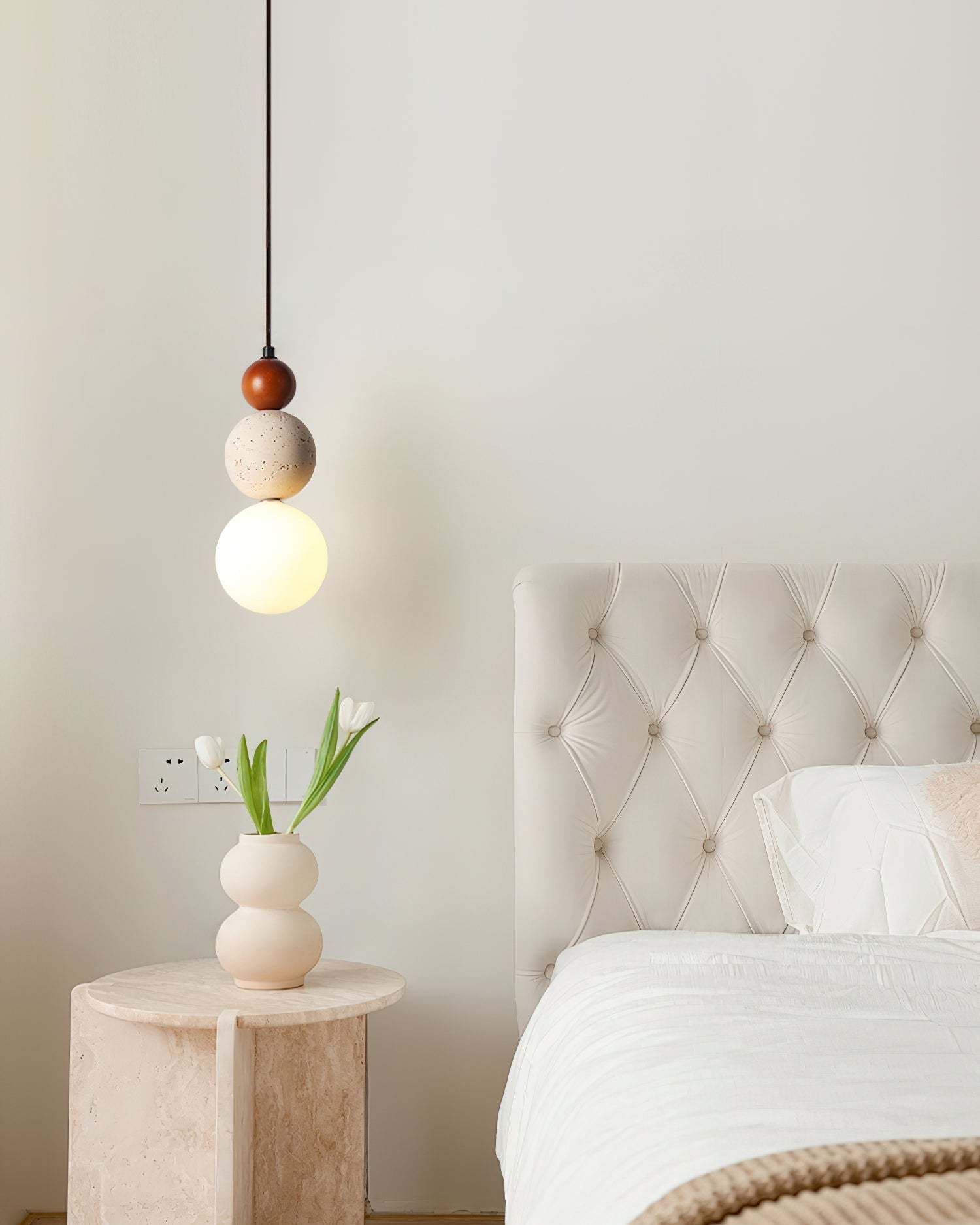 Ritta Triple Sphere Pendant Light Travertine - Letslighting