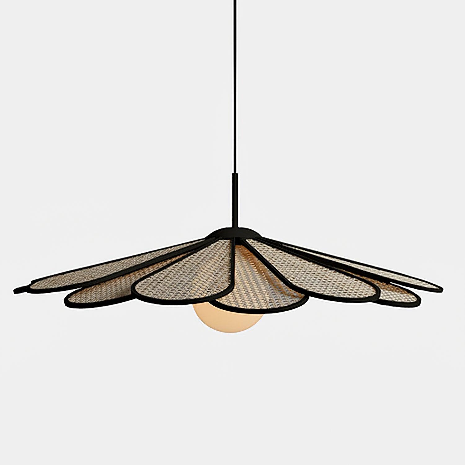 Pendelleuchte Rattan Blütenblatt Metallrahmen-Letslighting