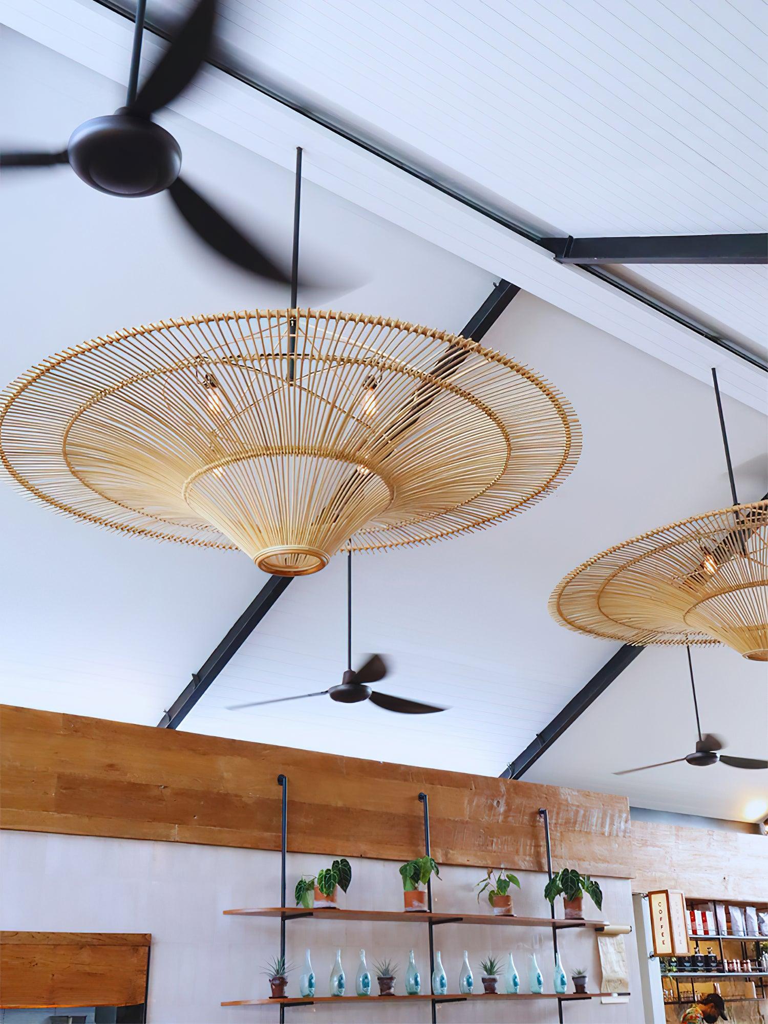 Lustra Kronleuchter Rattan Natur-Letslighting