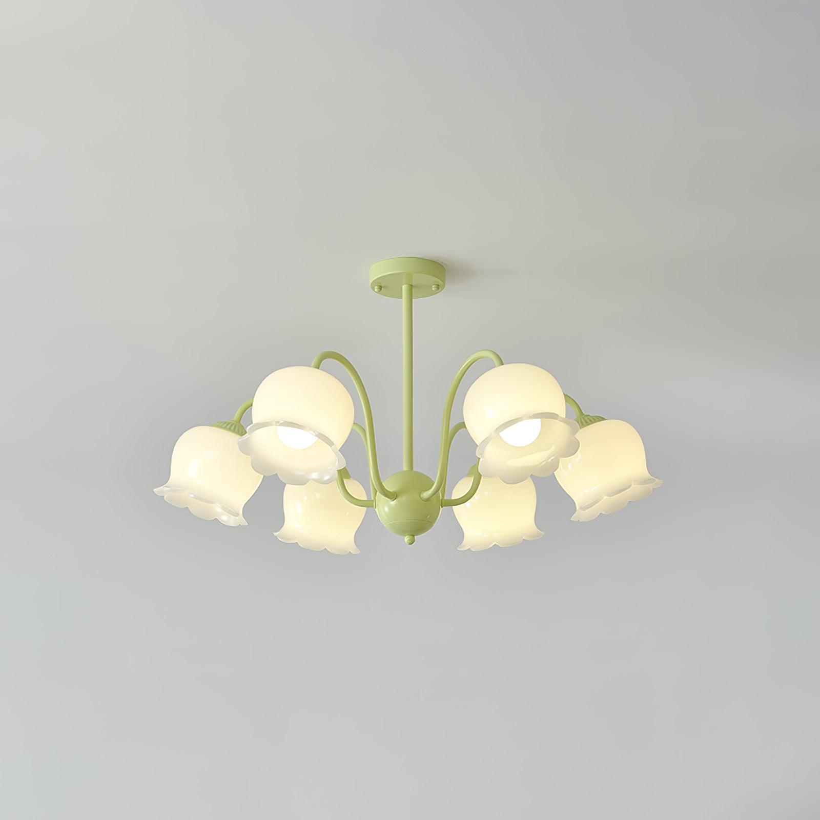 Lustra Trompeten-Kronleuchter mit floralen pastellfarbenen Glasblüten-Letslighting