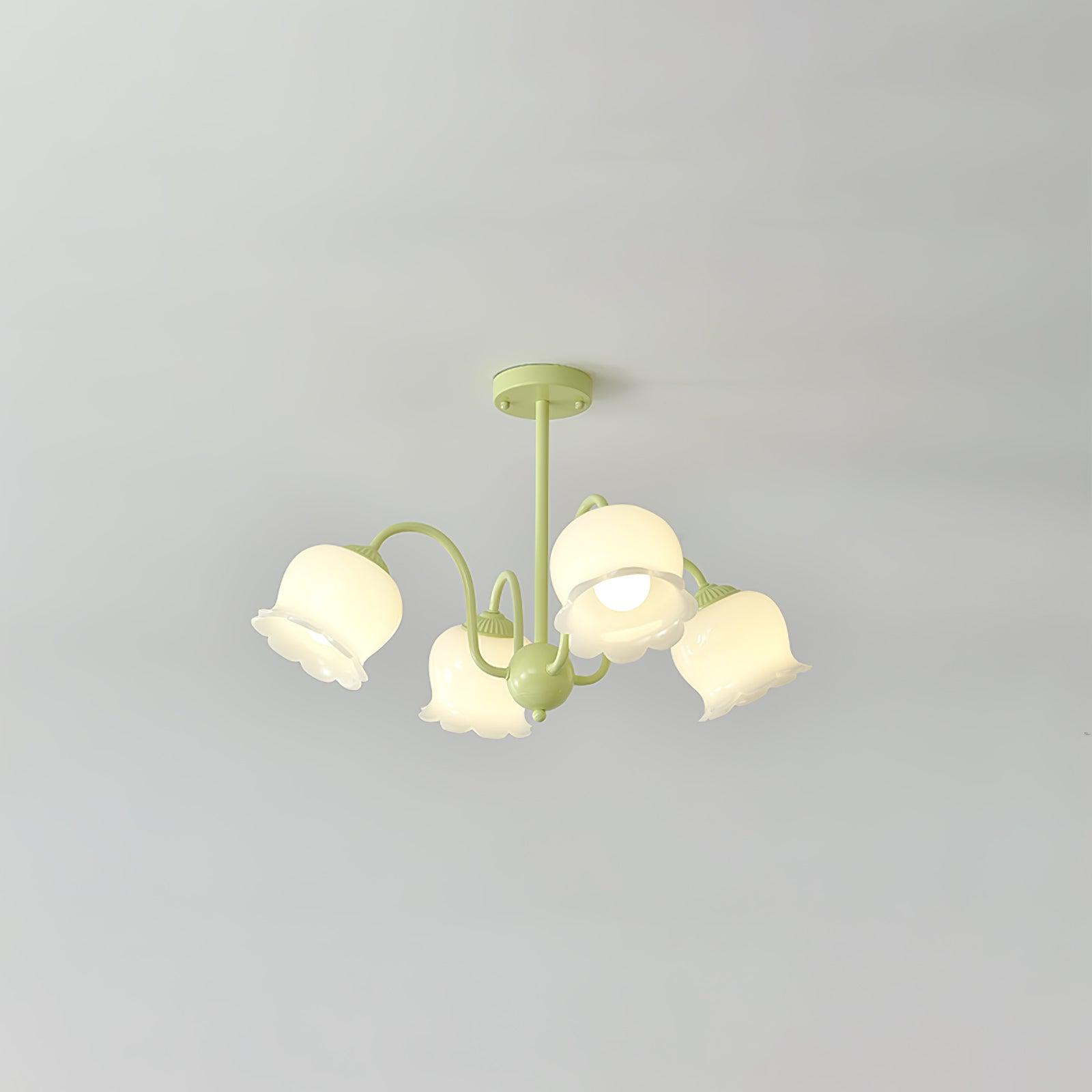 Lustra Trompeten-Kronleuchter mit floralen pastellfarbenen Glasblüten-Letslighting