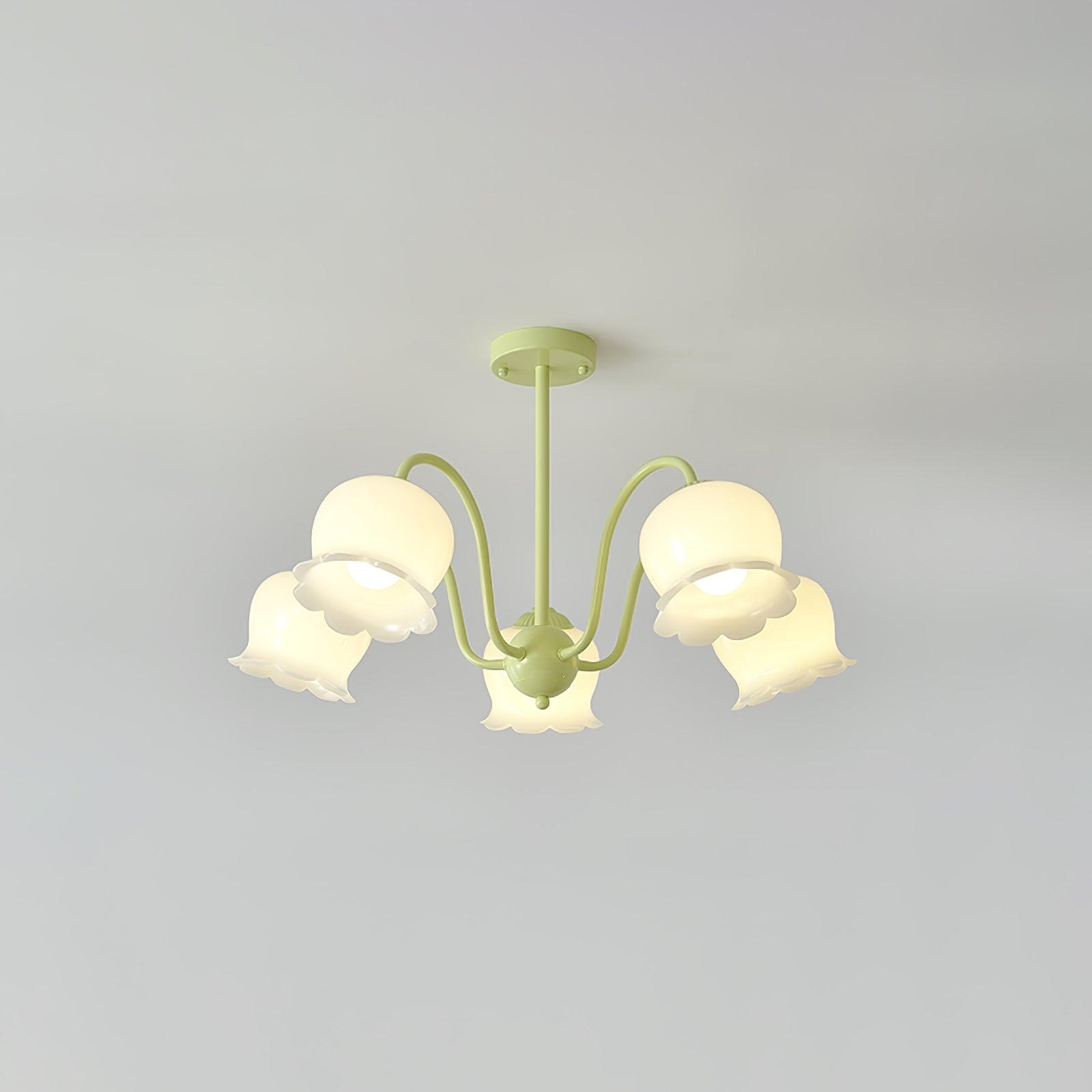 Lustra Trompeten-Kronleuchter mit floralen pastellfarbenen Glasblüten-Letslighting