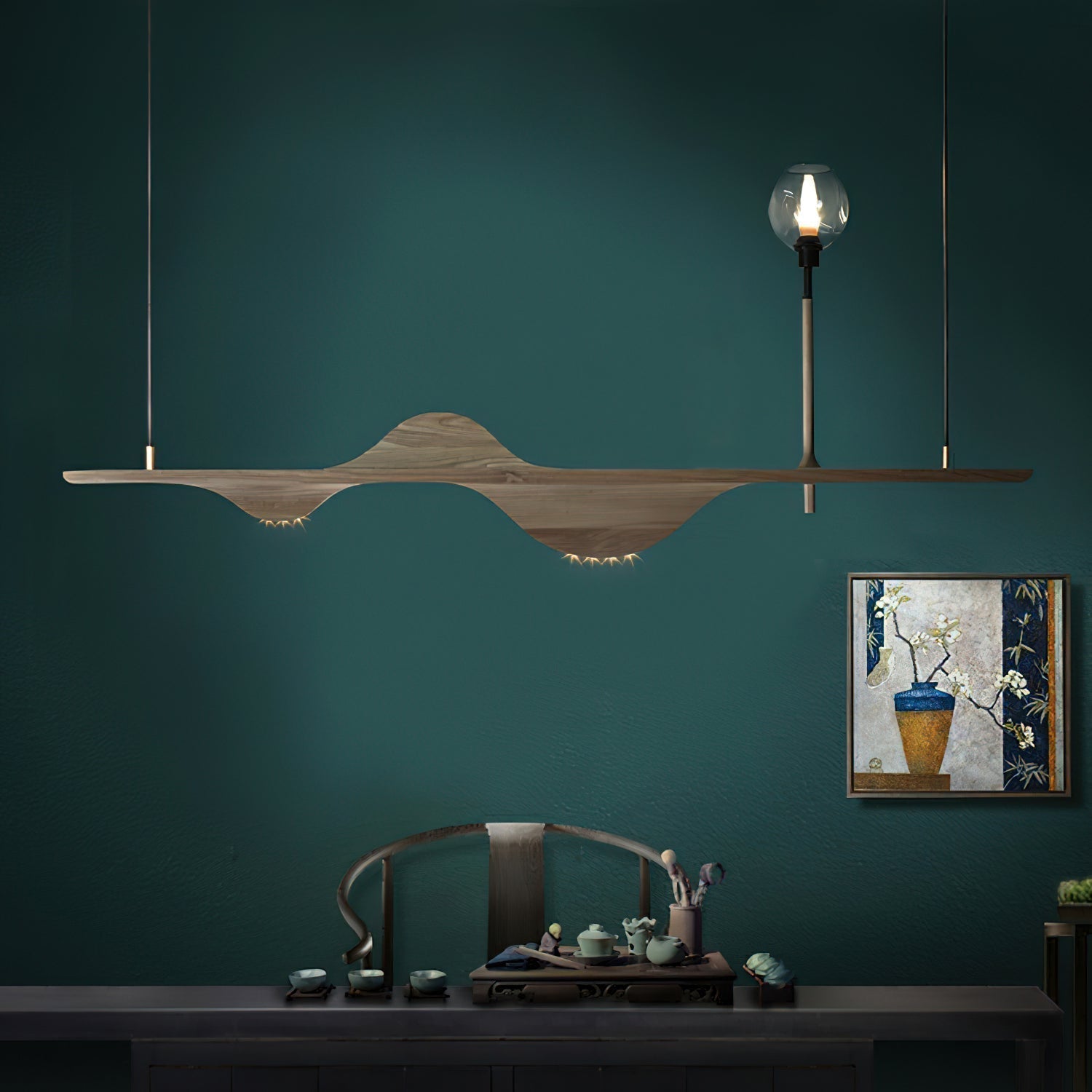 Cushais Wave Holz Pendelleuchte-Letslighting