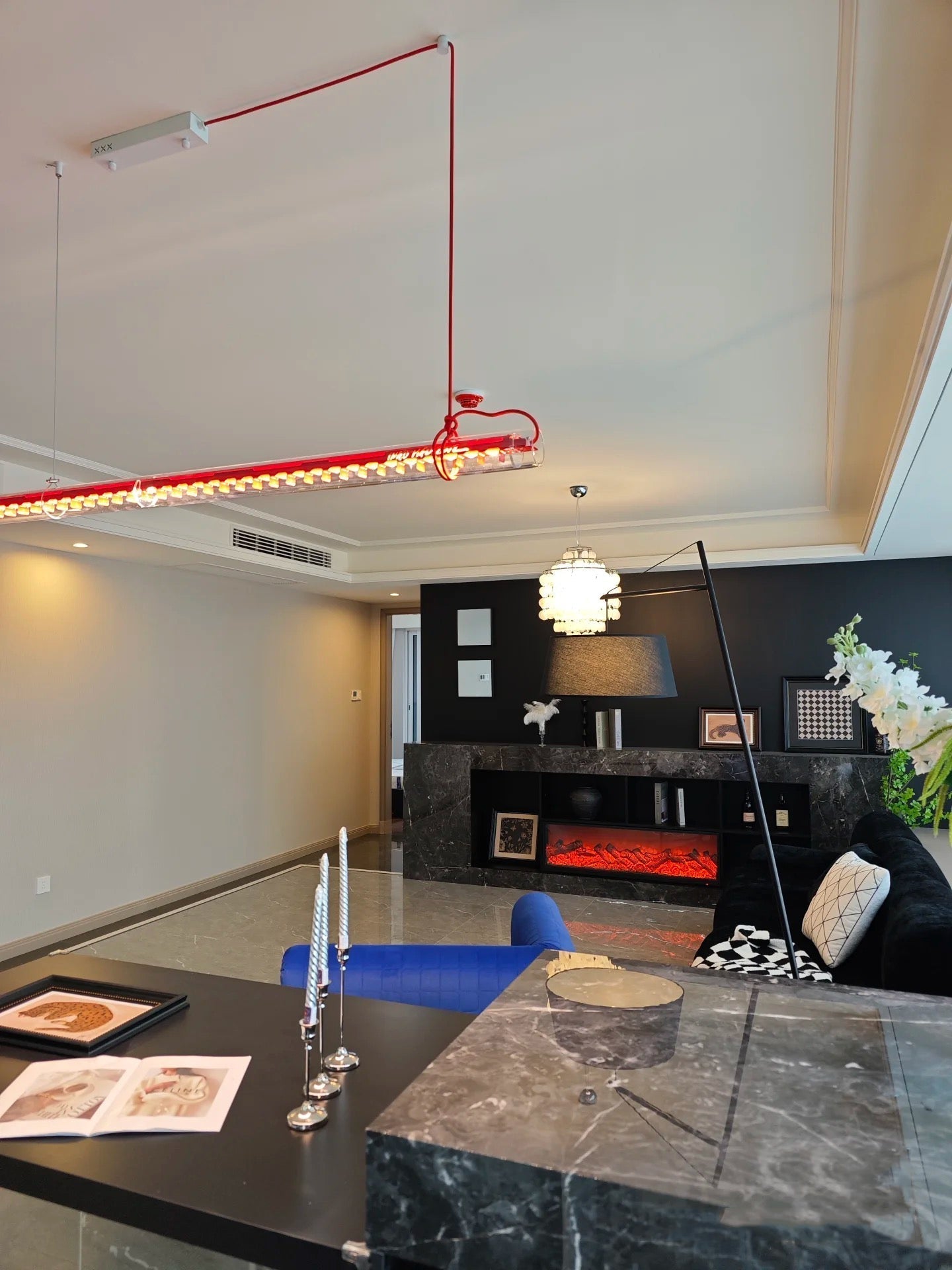 Cata Modern Minimalist Linear LED Metal Glass Pendant Lamp - Letslighting