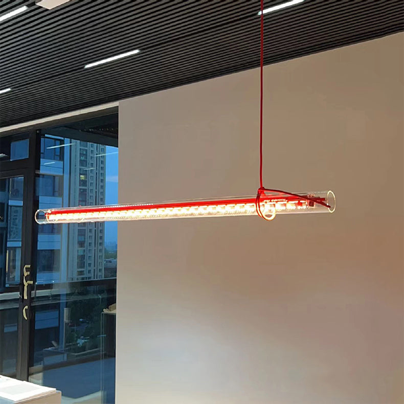 Cata Modern Minimalist Linear LED Metal Glass Pendant Lamp - Letslighting