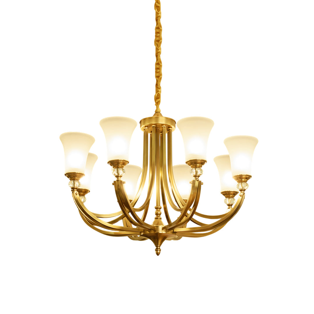 Ordoran Industrieller Vintage Kronleuchter aus Messing und Glas-Letslighting