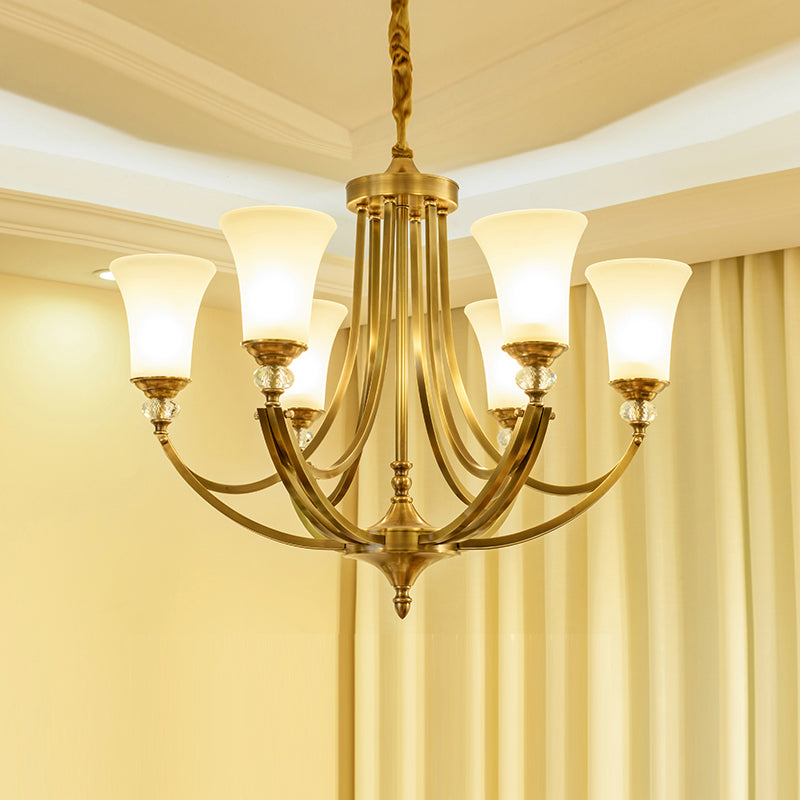 Ordoran Industrieller Vintage Kronleuchter aus Messing und Glas-Letslighting