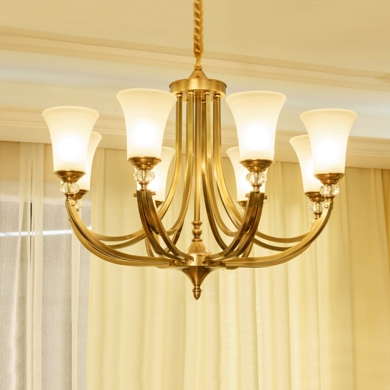 Ordoran Industrieller Vintage Kronleuchter aus Messing und Glas-Letslighting