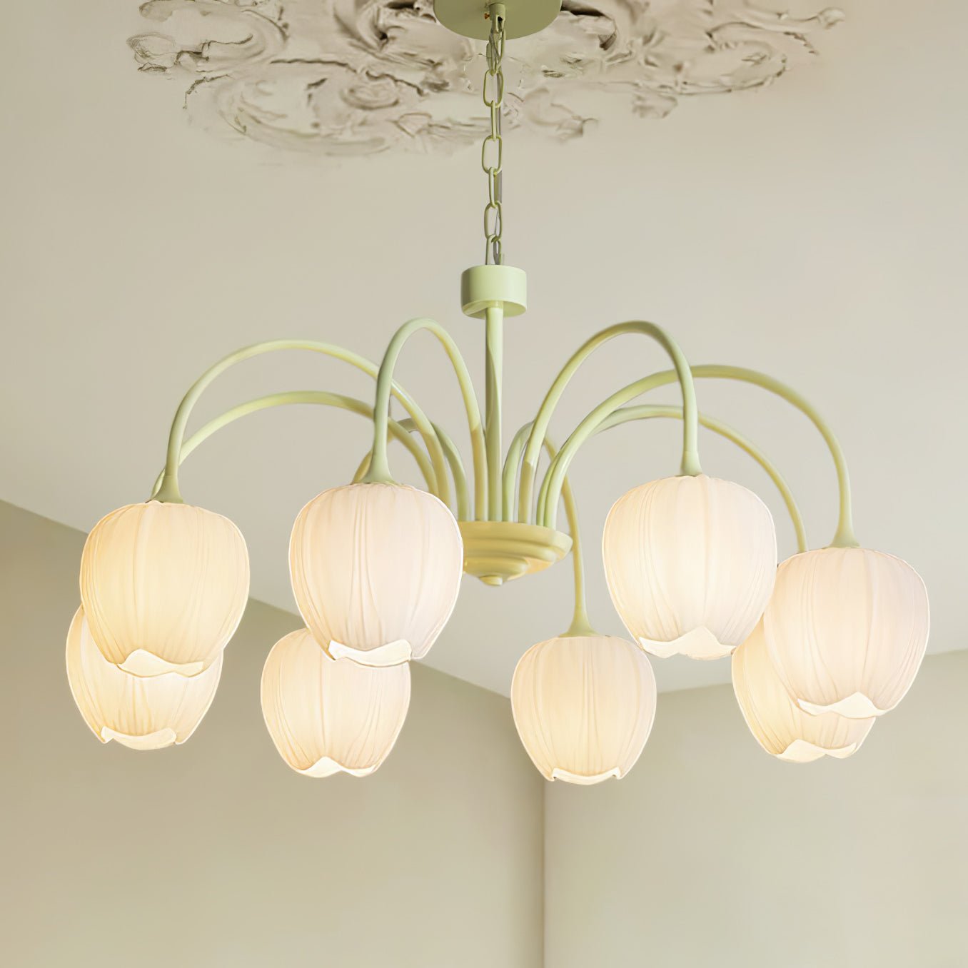 Lustra Kronleuchter Tulip Matcha Glas-Letslighting