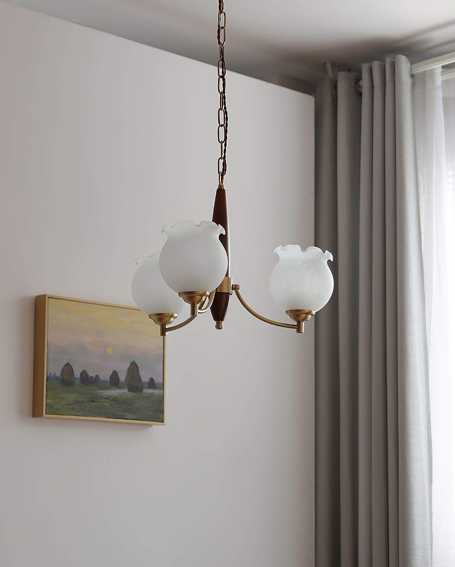 Lustra Kronleuchter Glas Holz Messing Vintage-Letslighting