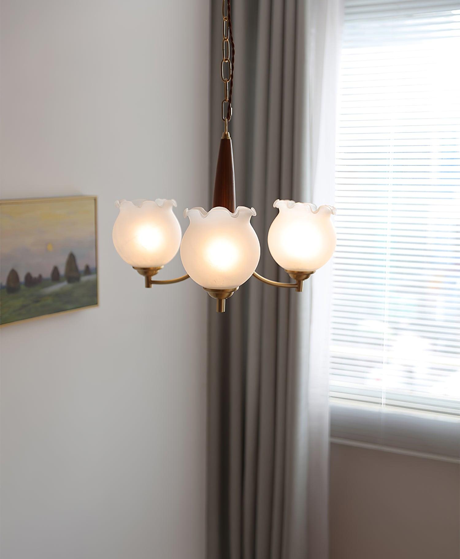 Lustra Kronleuchter Glas Holz Messing Vintage-Letslighting