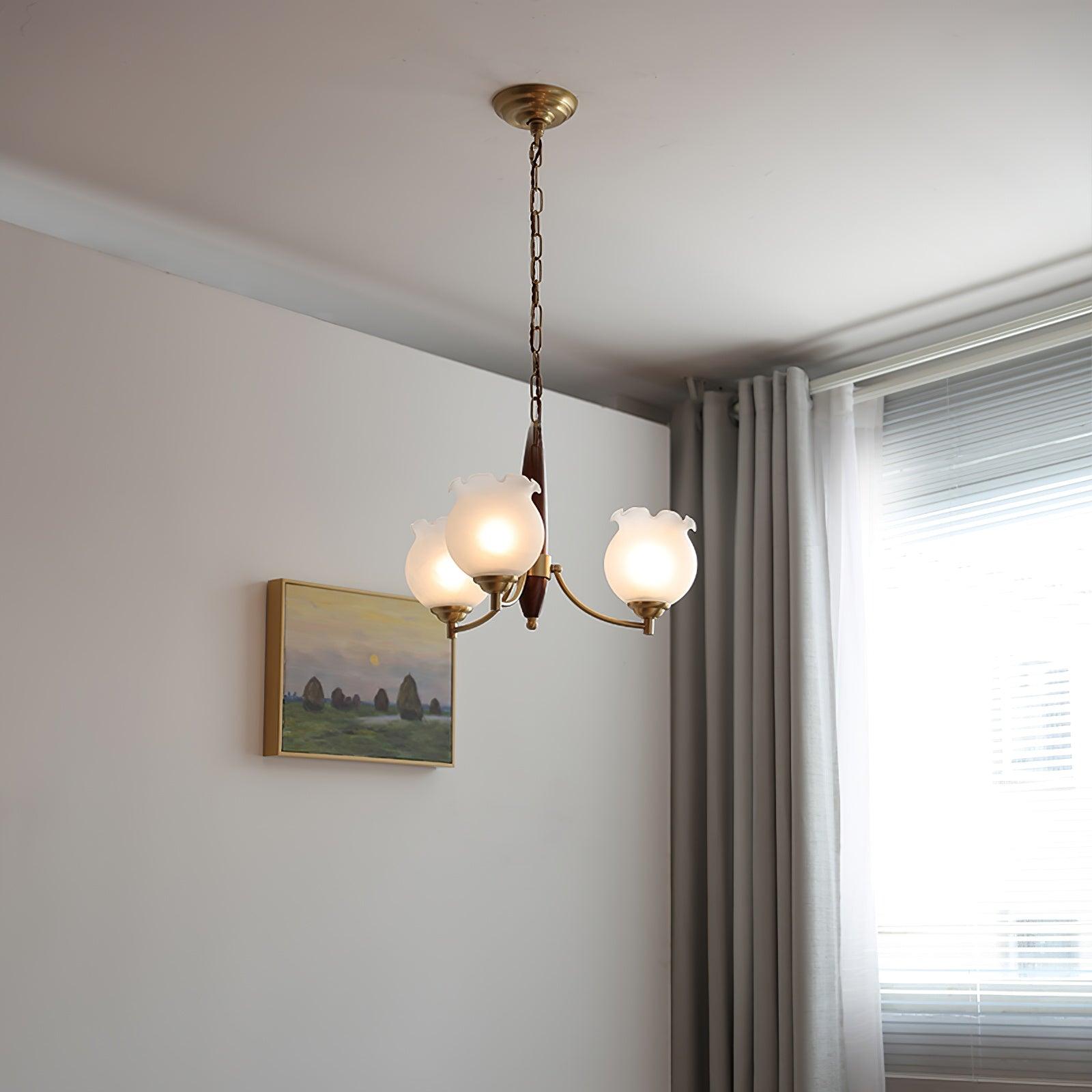 Lustra Kronleuchter Glas Holz Messing Vintage-Letslighting