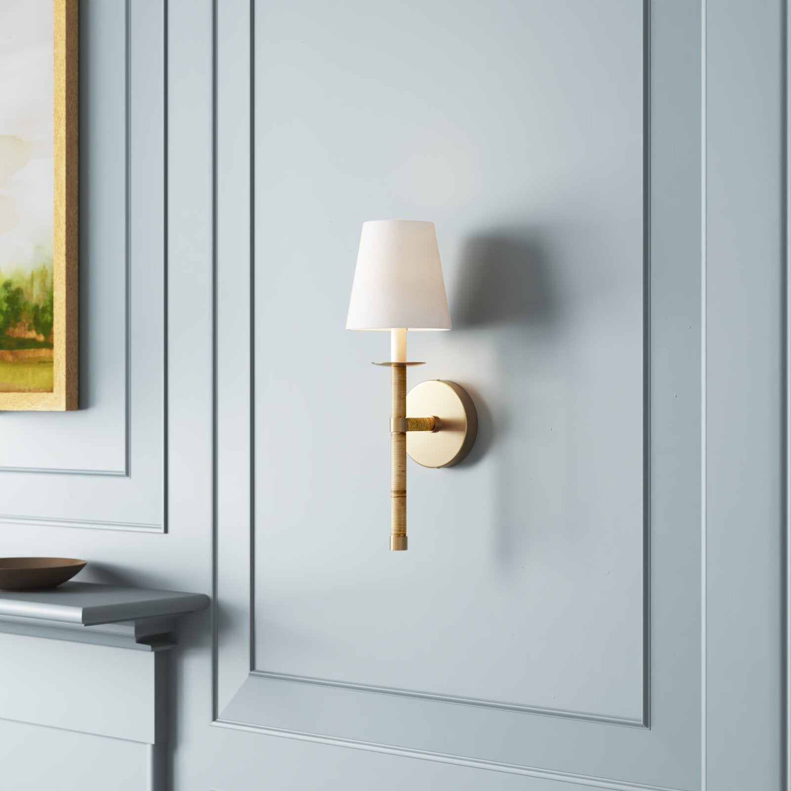 Conoror Elegance Vintage Messing Stoff Wandleuchte-Letslighting