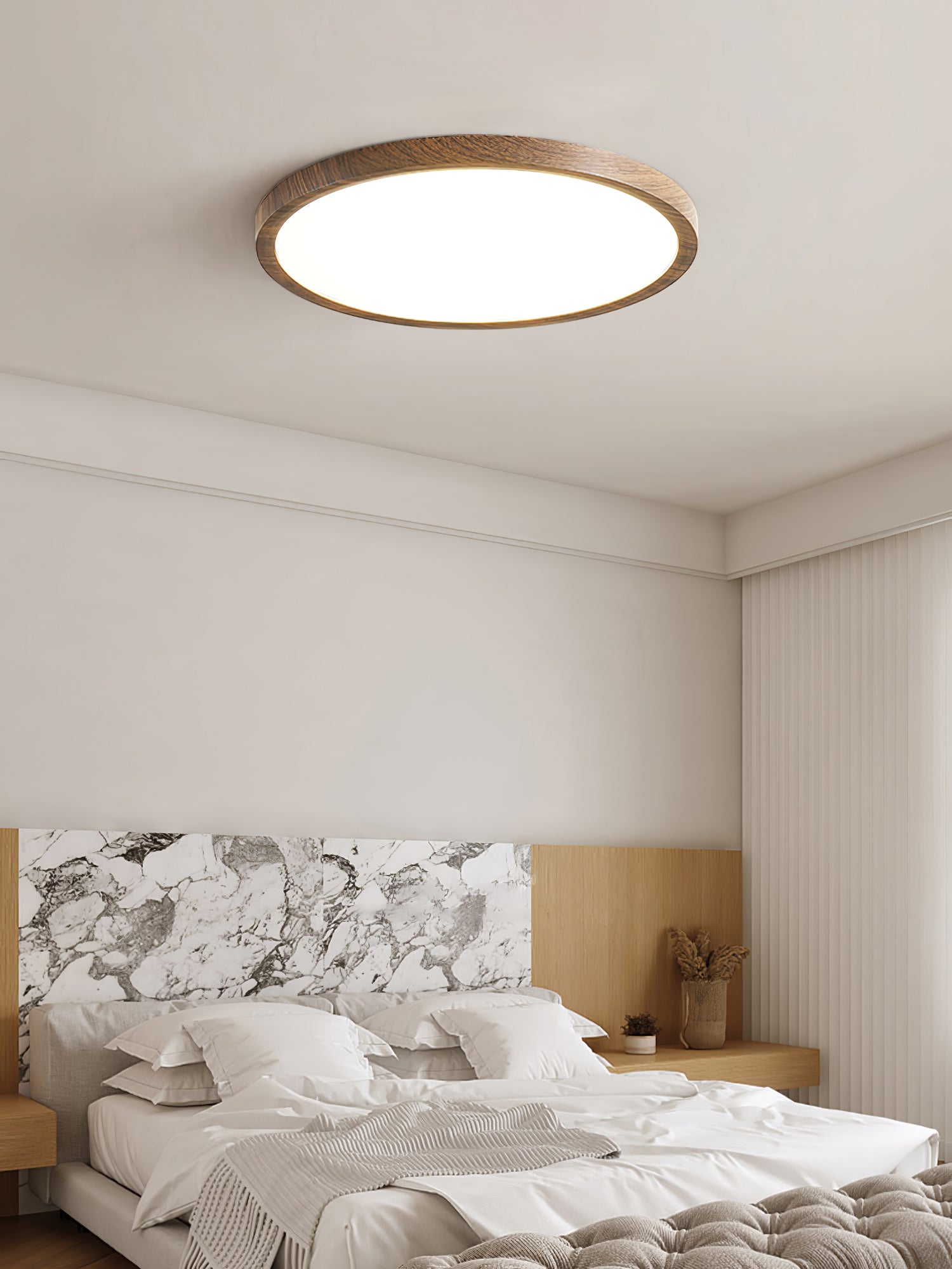 Solara Deckenleuchte Dünn Rund Walnuss Minimalistisch-Letslighting