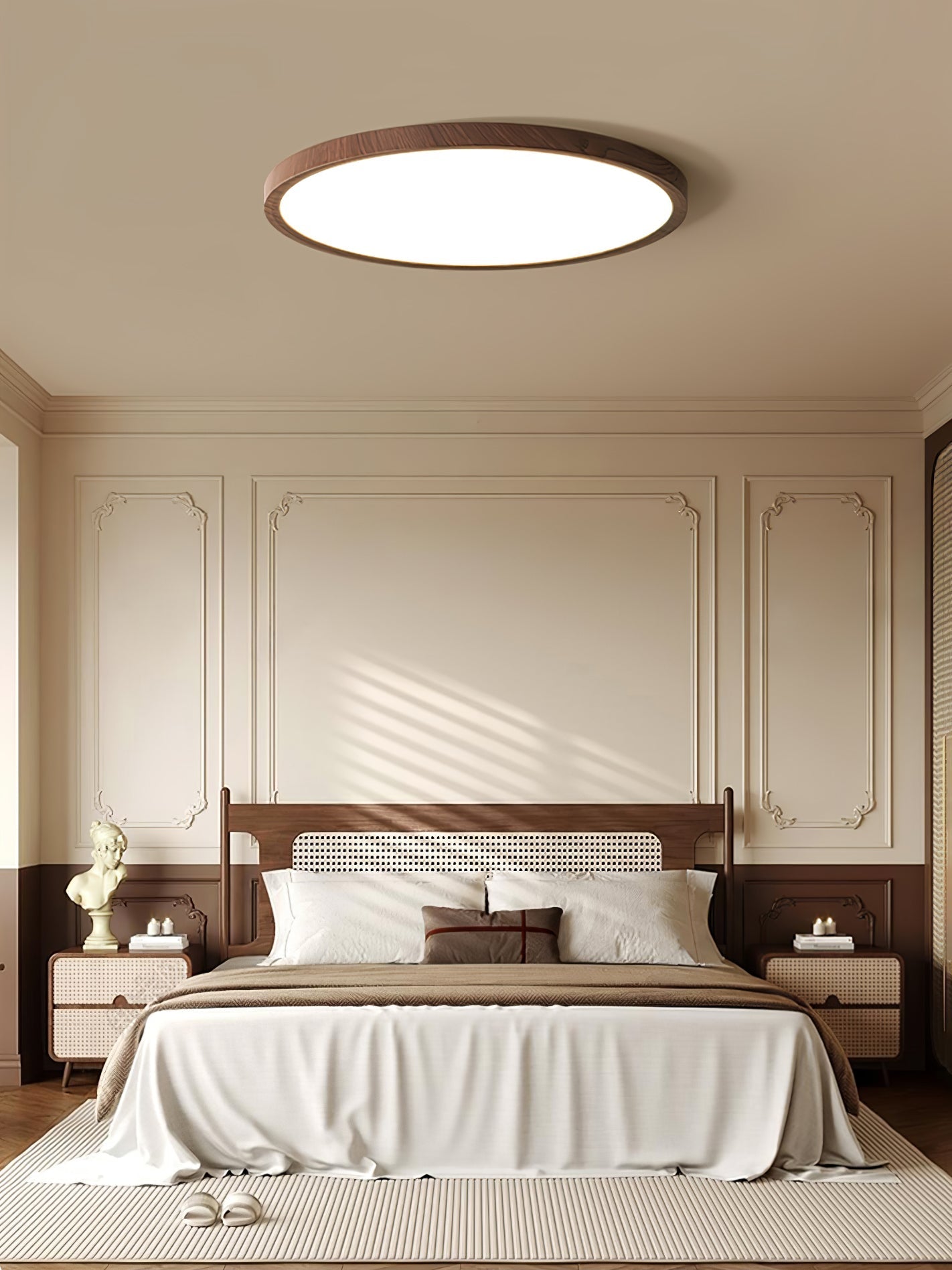 Solara Deckenleuchte Dünn Rund Walnuss Minimalistisch-Letslighting