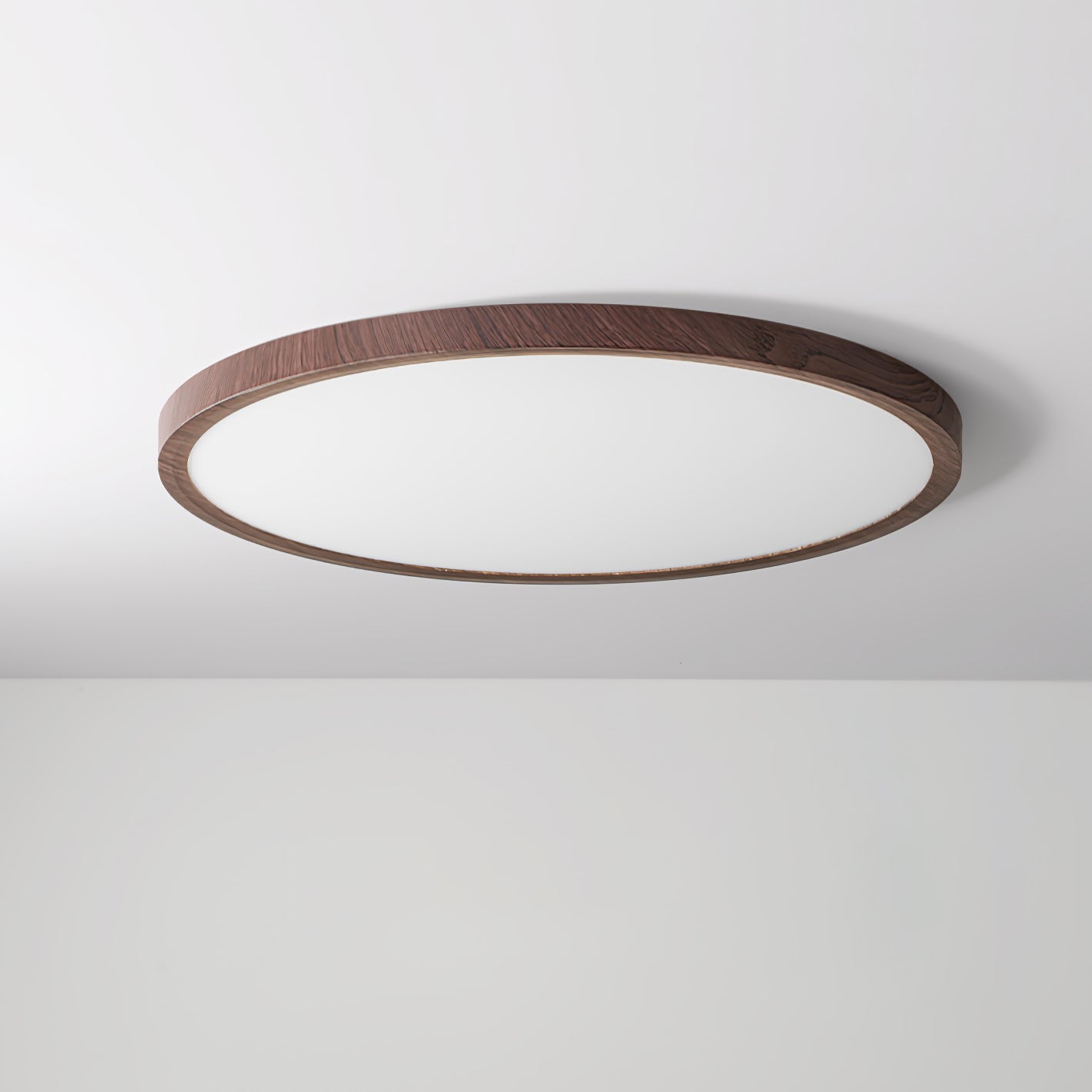 Solara Deckenleuchte Dünn Rund Walnuss Minimalistisch-Letslighting