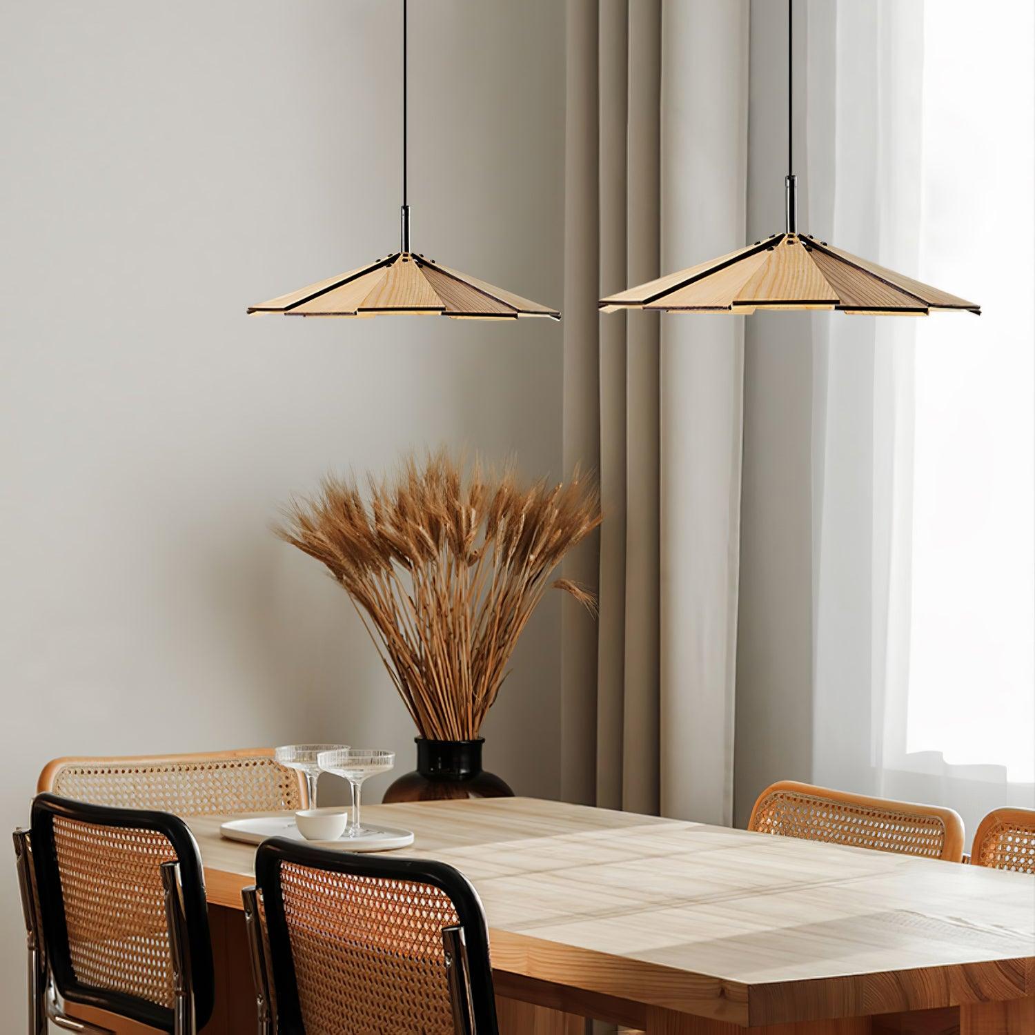 Woodura Schirm Holz Pendelleuchte-Letslighting