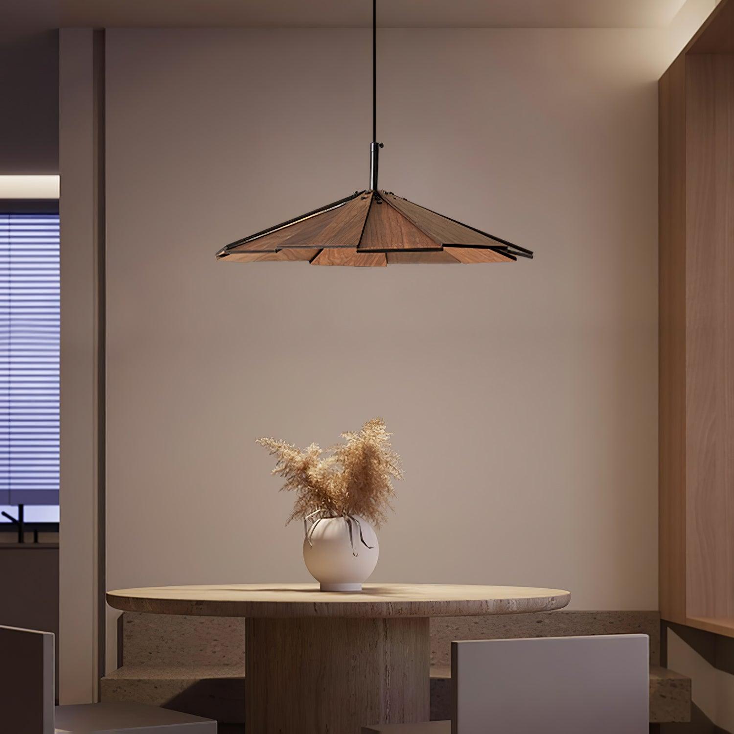Woodura Schirm Holz Pendelleuchte-Letslighting