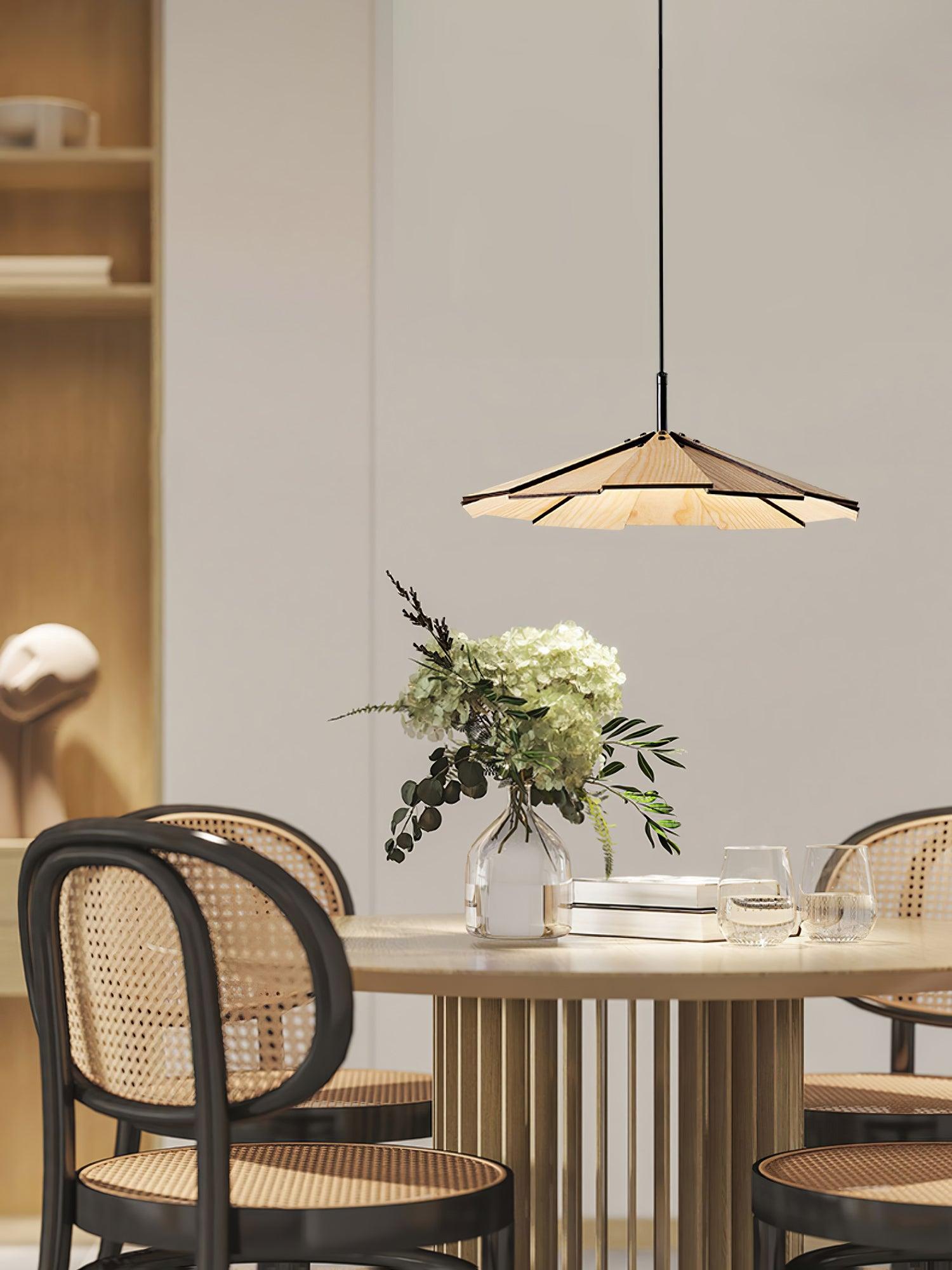 Woodura Schirm Holz Pendelleuchte-Letslighting