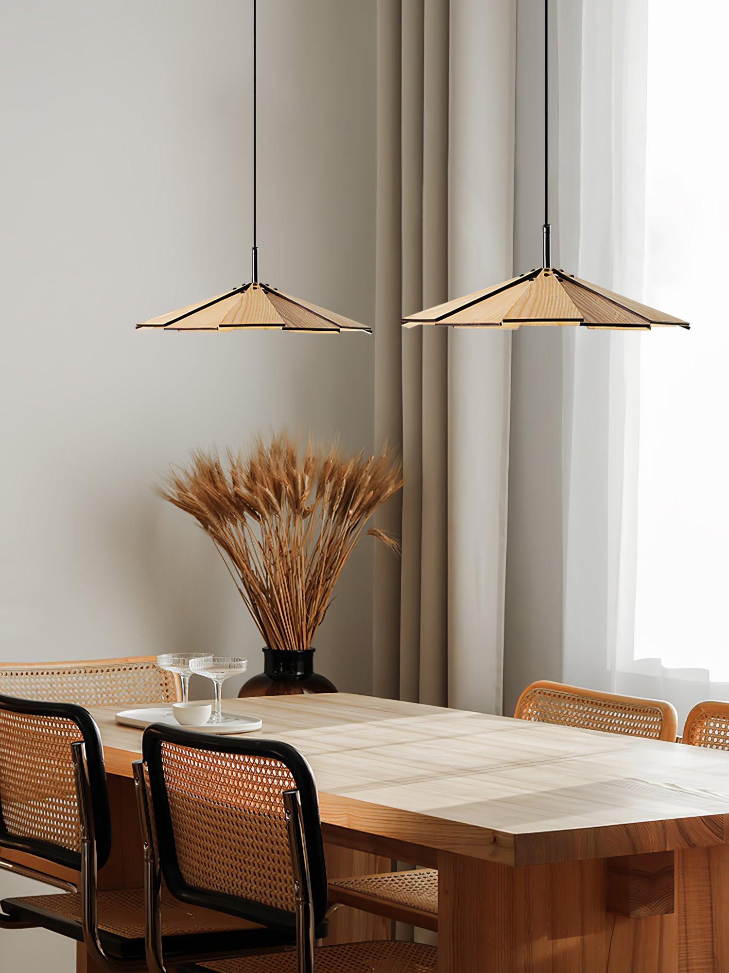 Woodura Schirm Holz Pendelleuchte-Letslighting