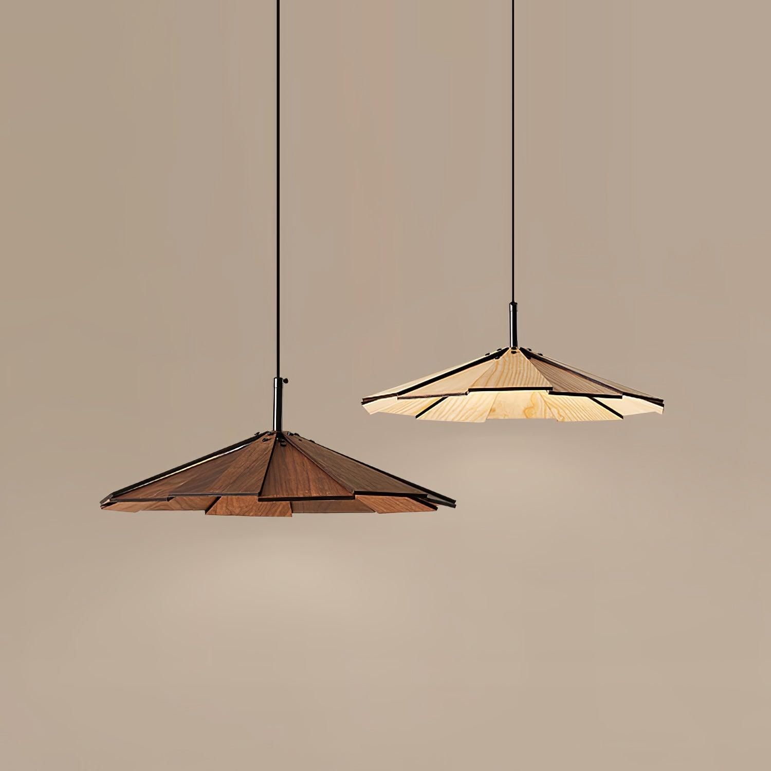 Woodura Schirm Holz Pendelleuchte-Letslighting