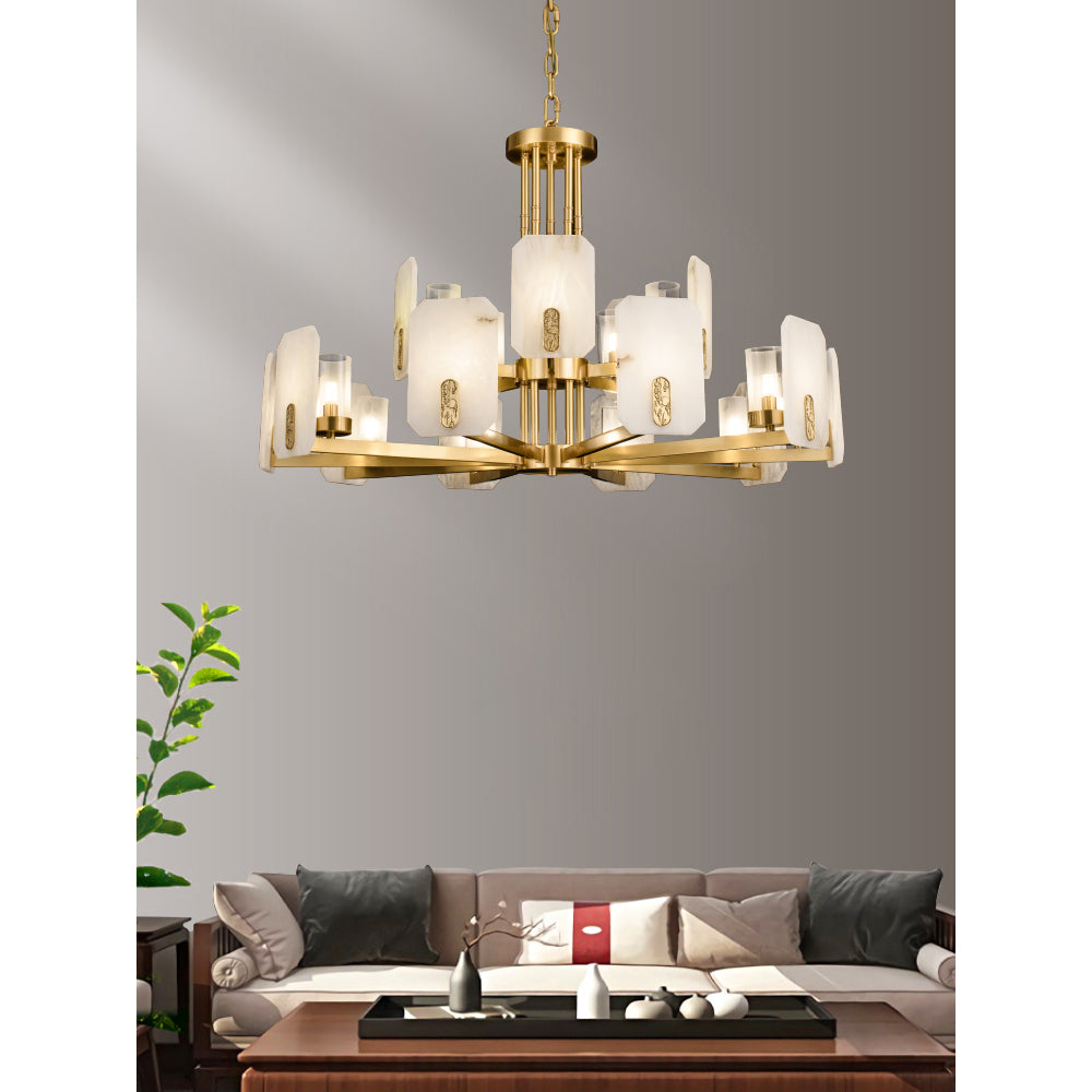 Aursorion Postmodern Luxury Brass Alabaster Chandelier - Letslighting