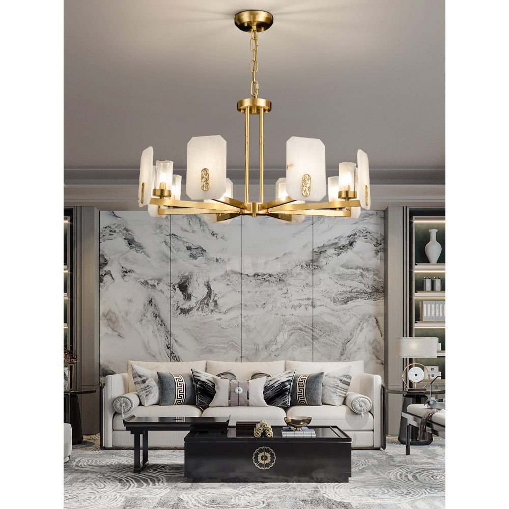 Aursorion Postmodern Luxury Brass Alabaster Chandelier - Letslighting