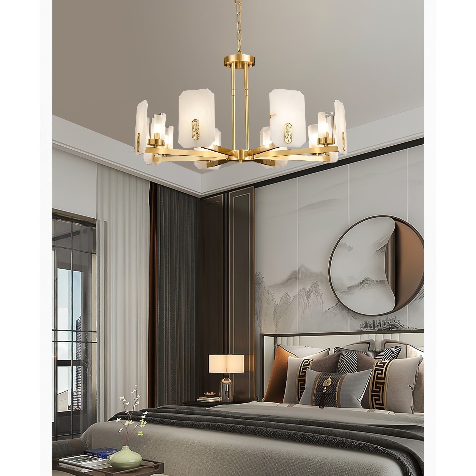 Aursorion Postmodern Luxury Brass Alabaster Chandelier - Letslighting