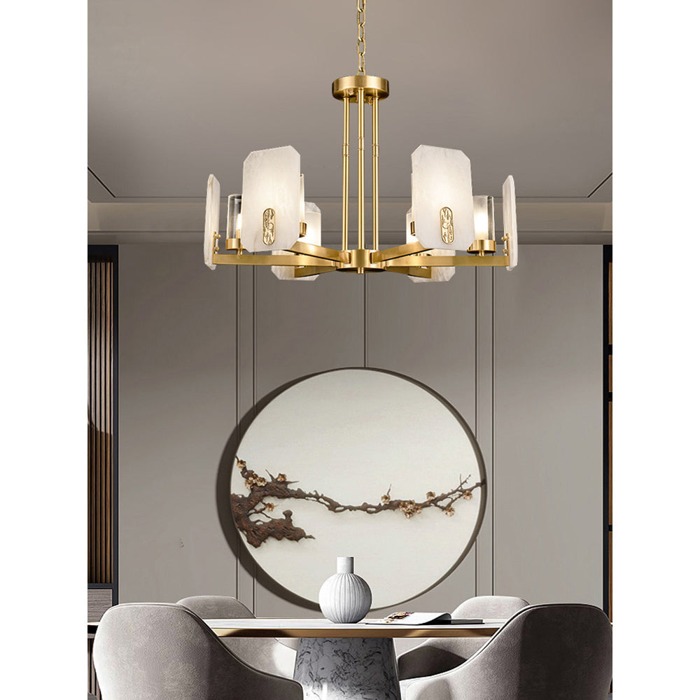 Aursorion Postmodern Luxury Brass Alabaster Chandelier - Letslighting