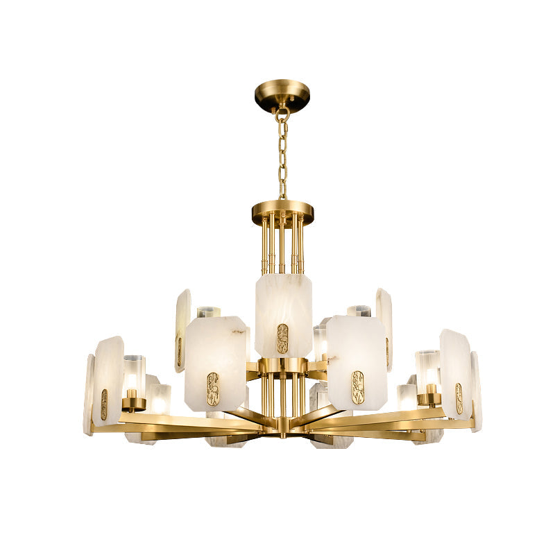 Aursorion Postmodern Luxury Brass Alabaster Chandelier - Letslighting