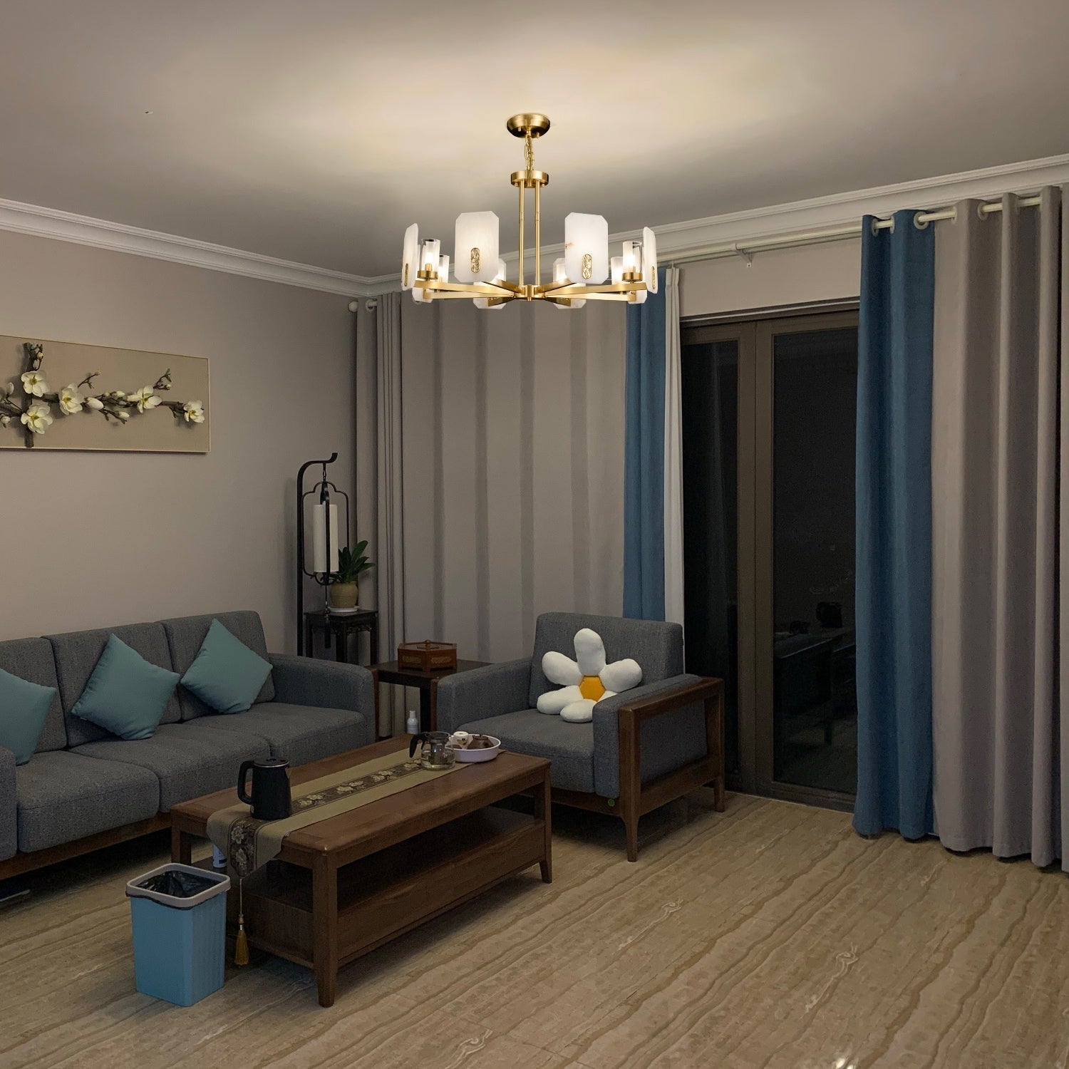 Aursorion Postmodern Luxury Brass Alabaster Chandelier - Letslighting