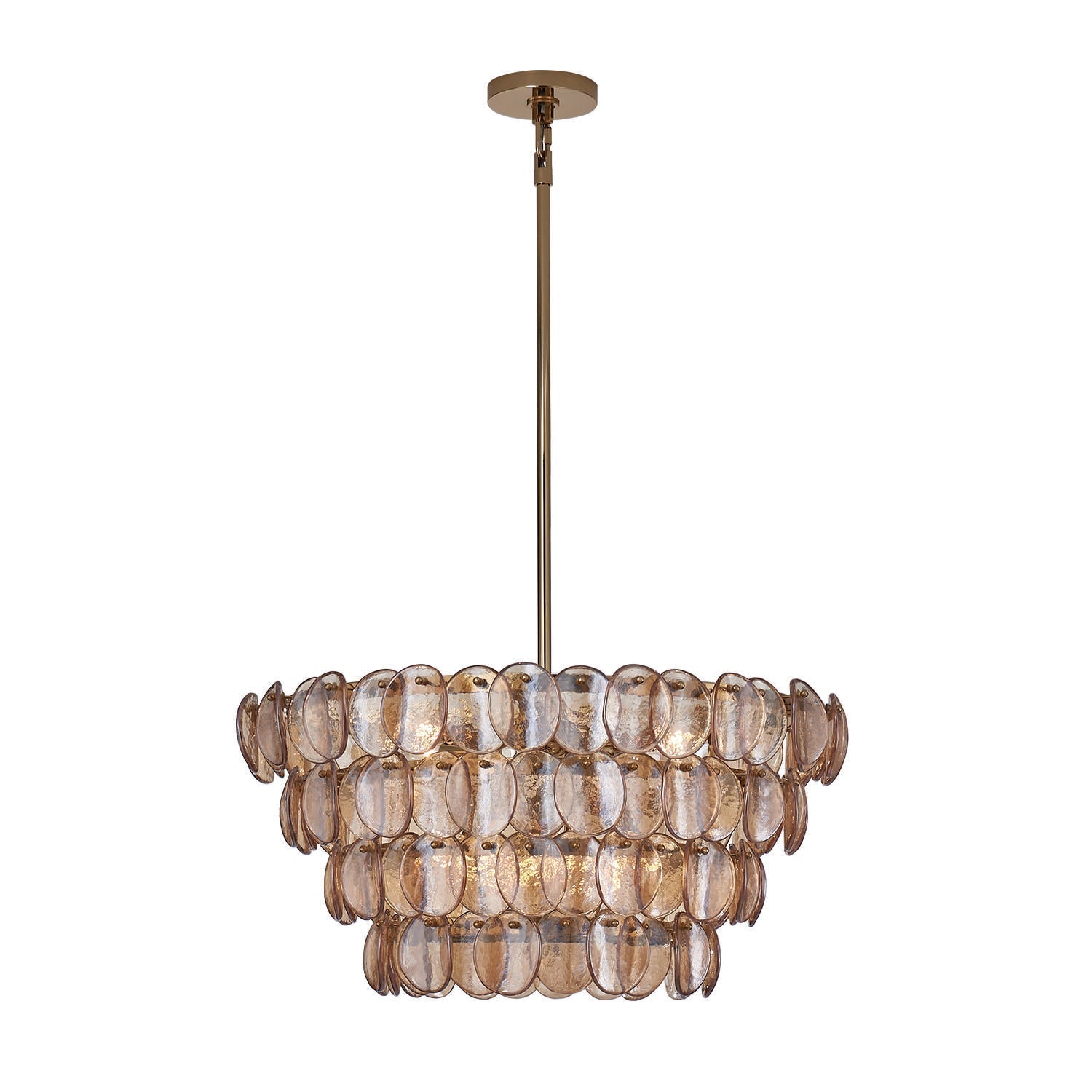 Aurora Chandelier Amber Glass Disc Fish Scale Brass - Neutralighting