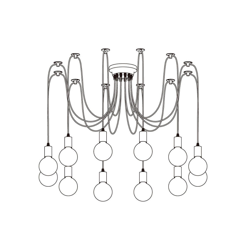 Silva Retro LED Kronleuchter Schwarz/Weiß Metall Wohnzimmer