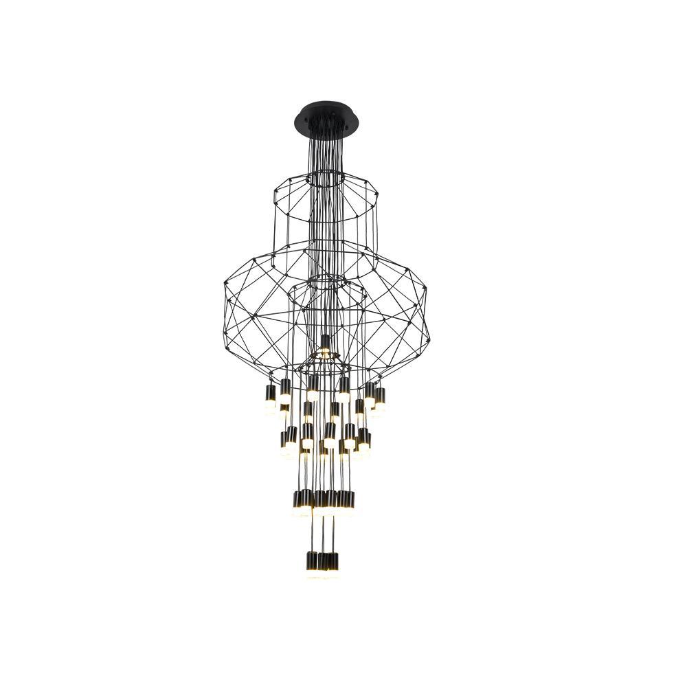 Lustra Schwarzer Drahtlinien-LED-Kronleuchter-Letslighting