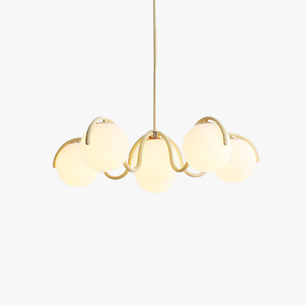 Pheva Geschwungener linearer Kronleuchter in Rot & Silber