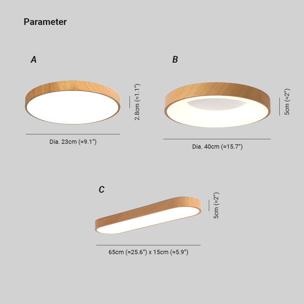 Eliriel Modern Minimalistisch Rund Holz Einbau Deckenleuchte-Letslighting