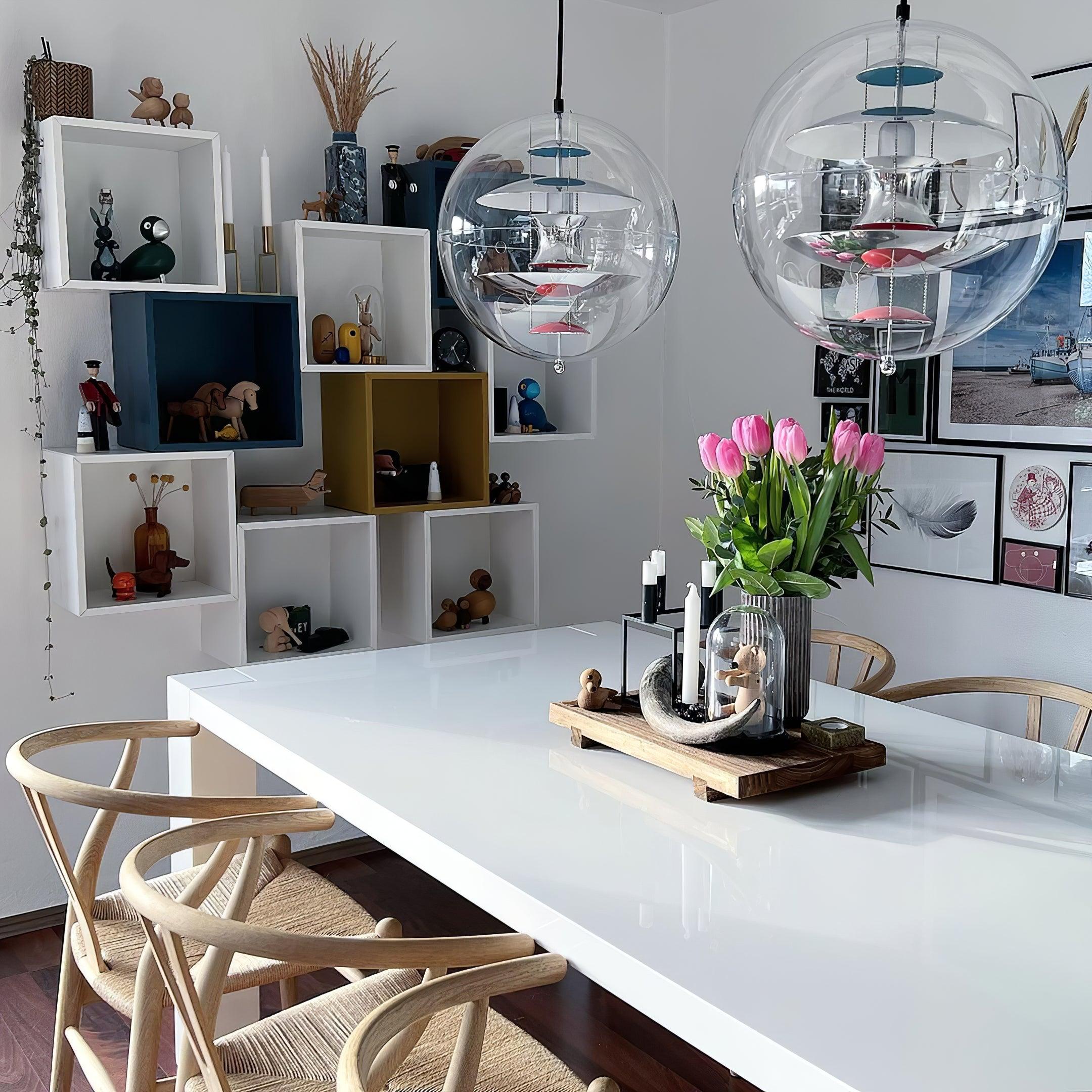 Pendant Lamp Floating Geometric Layers Clear Globe Futuristic Modern - Letslighting