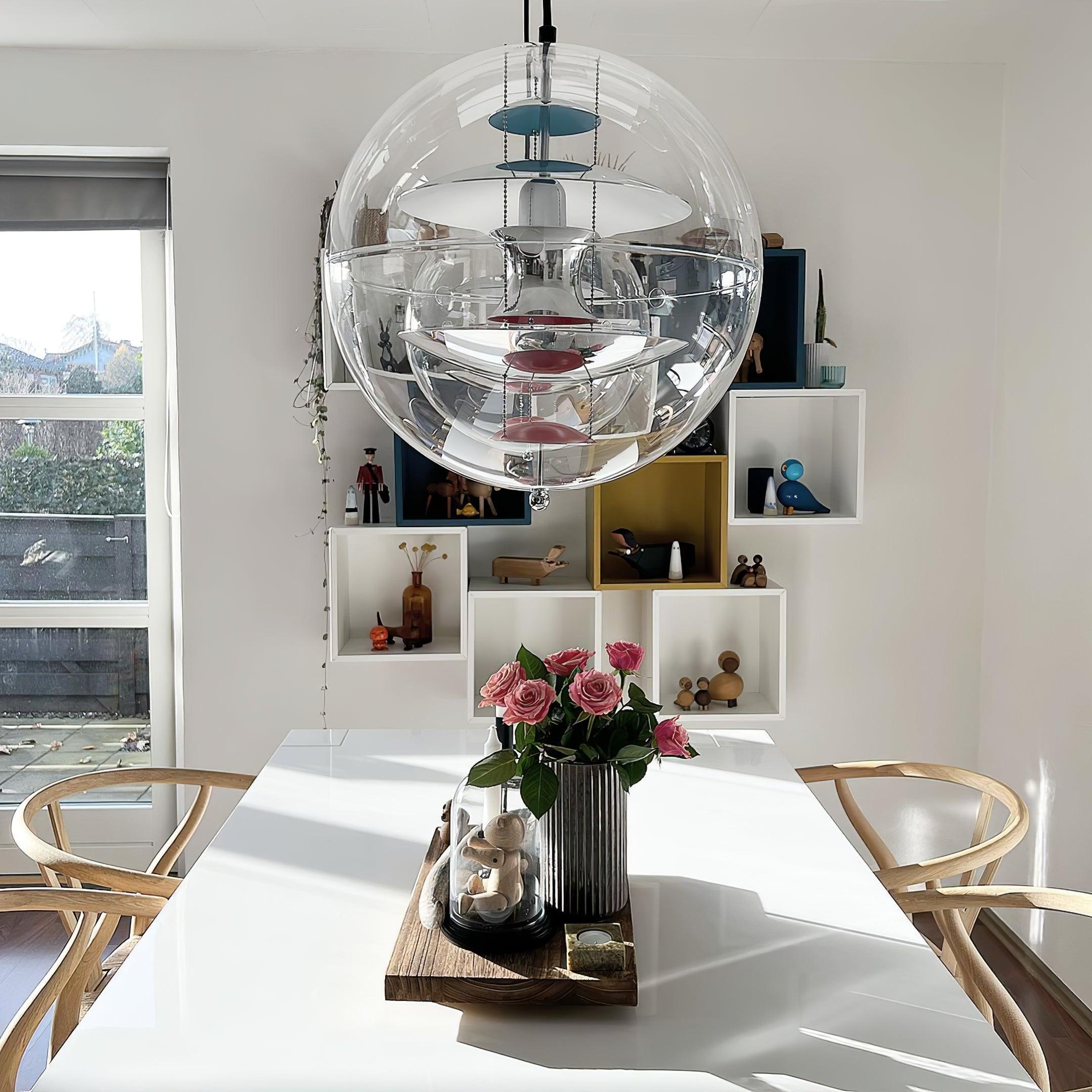 Pendant Lamp Floating Geometric Layers Clear Globe Futuristic Modern - Letslighting